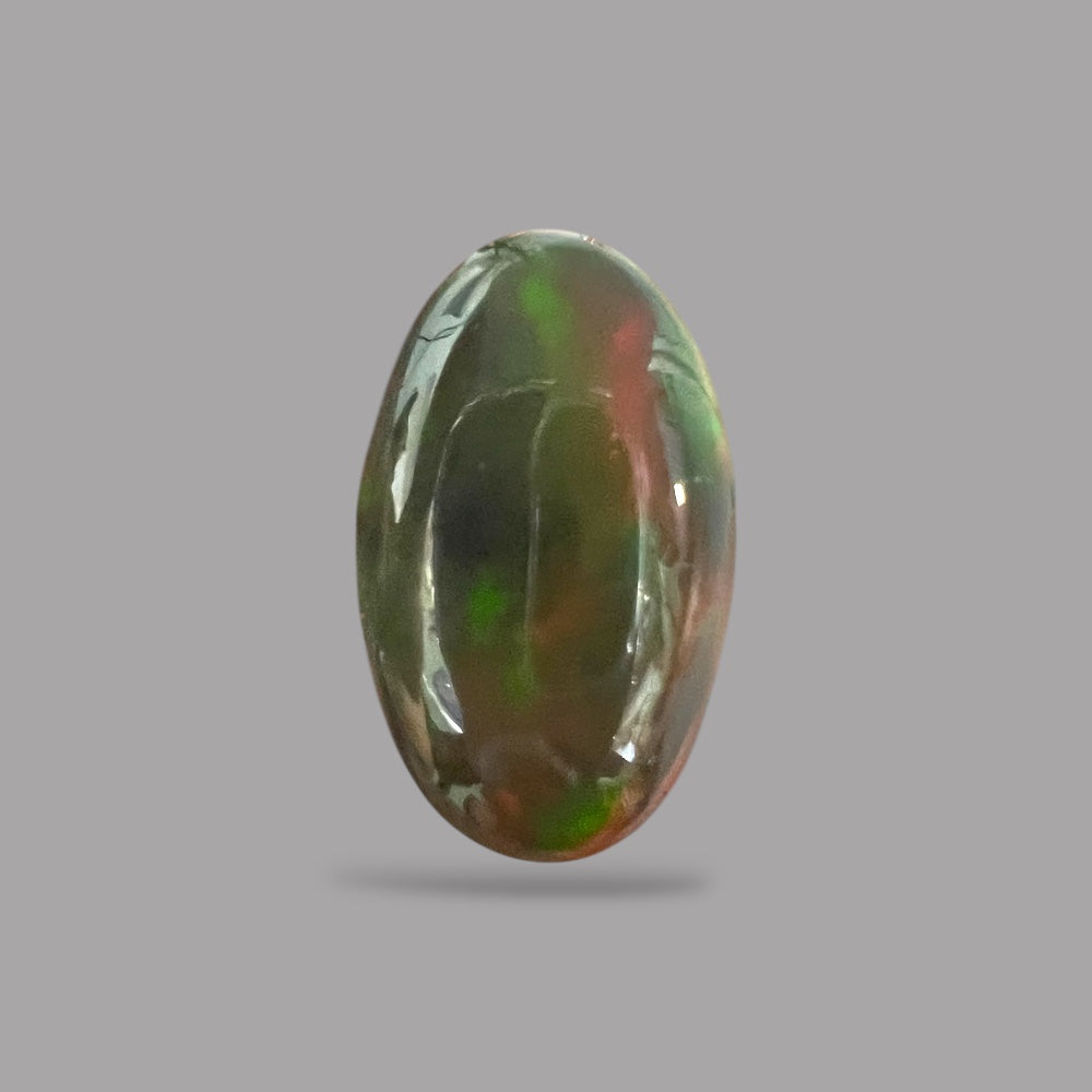 Natural Black Ethiopian Opal Stone 10.98 Carats Oval Cabochon Shape Size 22.5 x 13.7 x 8.5 mm