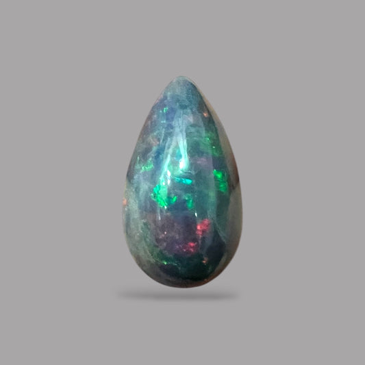 Natural Black Ethiopian Opal Stone 11.33 Carats Pear Cabochon Shape Size 22.7 x 12.9 x 9.4 mm
