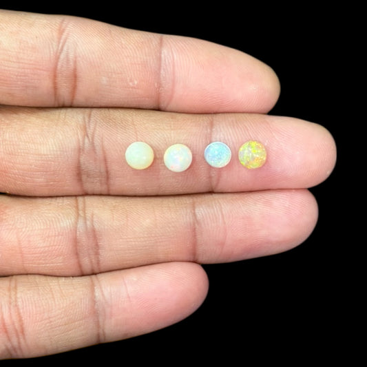 Natural White Ethiopian Opal Stone 17.27 Carats Round Cabochon Shape Size 6 mm