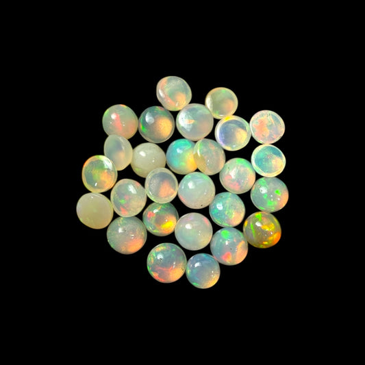 Natural White Ethiopian Opal Stone 17.27 Carats Round Cabochon Shape Size 6 mm