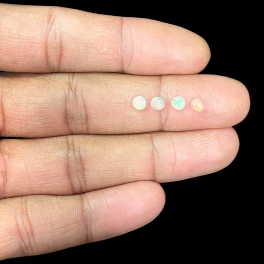Natural White Ethiopian Opal Stone 17.53 Carats Round Cabochon Shape Size 4 mm