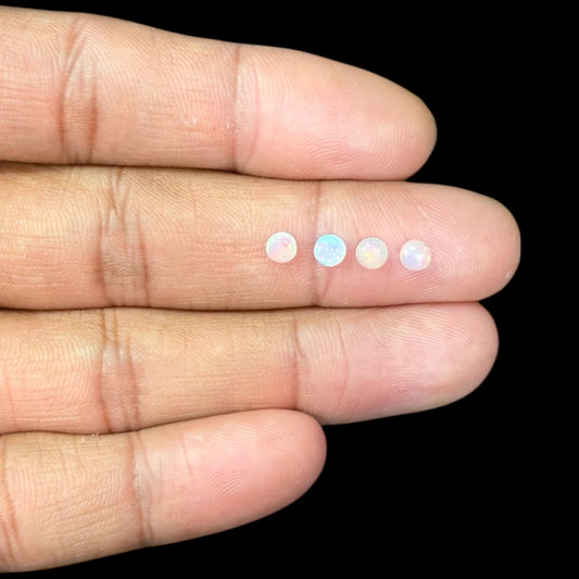 Natural White Ethiopian Opal Stone 17.59 Carats Round Cabochon Shape Size 4 mm  