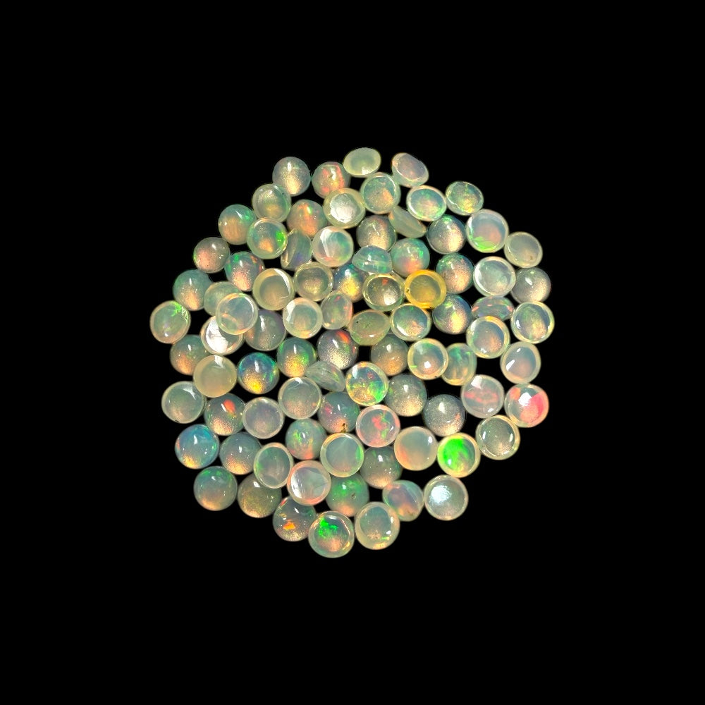 Natural White Ethiopian Opal Stone 17.59 Carats Round Cabochon Shape Size 4 mm  