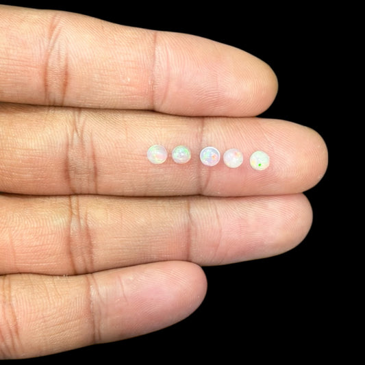 Natural White Ethiopian Opal Stone 17.72 Carats Round Cabochon Shape Size 4 mm