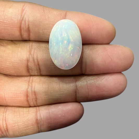 Natural Black Ethiopian Opal Stone 19.23 Carats Oval Cabochon Shape Size 24.9 x 16.5 x 9 mm