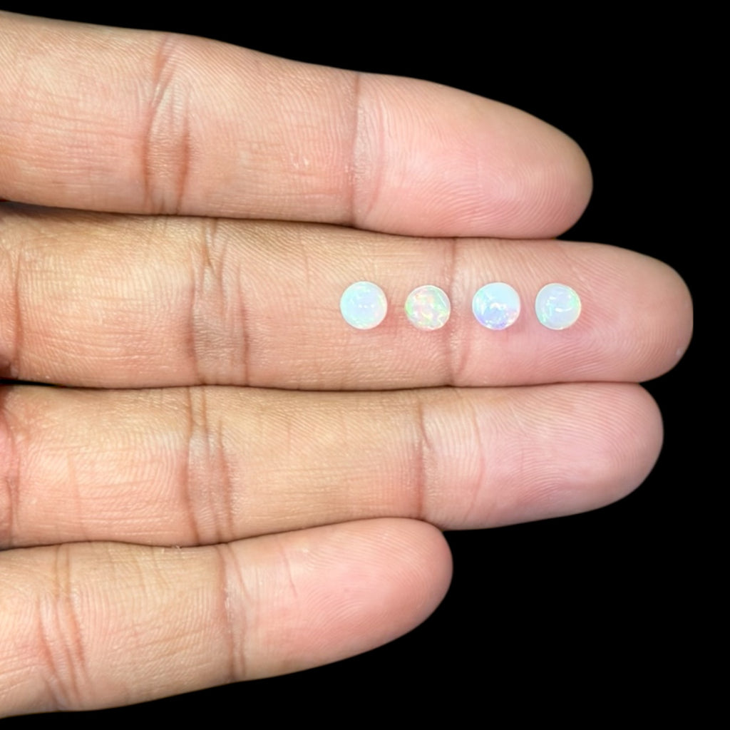Natural White Ethiopian Opal Stone 21.49 Carats Round Cabochon Shape Size 5 mm