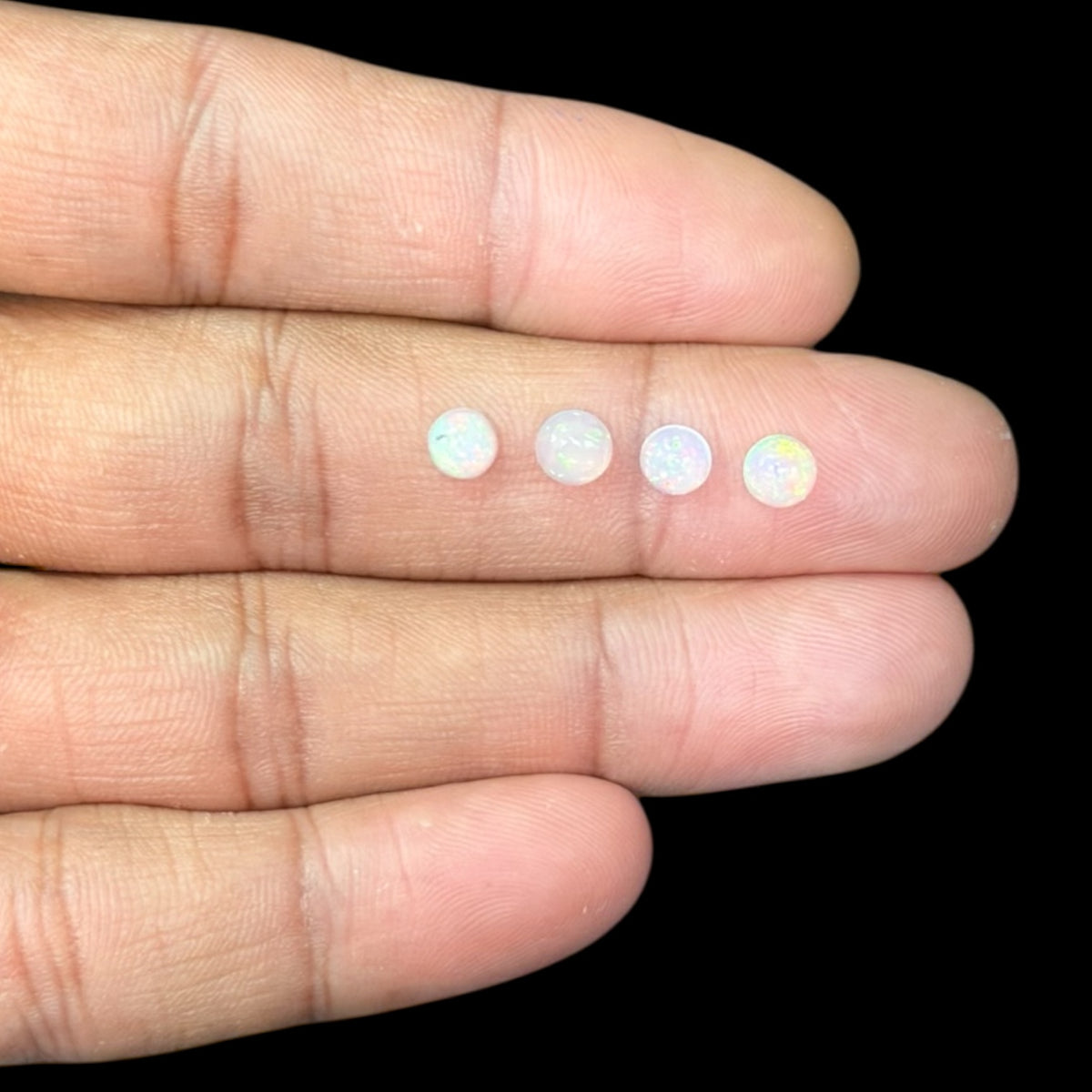 Natural White Ethiopian Opal Stone 21.51 Carats Round Cabochon Shape Size 5 mm