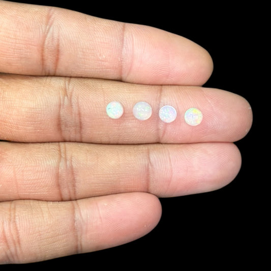 Natural White Ethiopian Opal Stone 21.51 Carats Round Cabochon Shape Size 5 mm