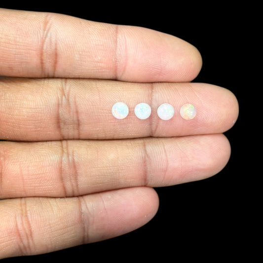 Natural White Ethiopian Opal Stone 21.59 Carats Round Cabochon Shape Size 5 mm