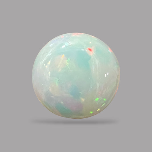 Natural Black Ethiopian Opal Stone 24.06 Carats Round Cabochon Shape Size 21.2 x 10.3 mm 