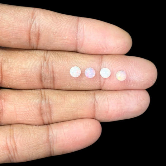 Natural White Ethiopian Opal Stone 24.61 Carats Round Cabochon Shape Size 5 mm