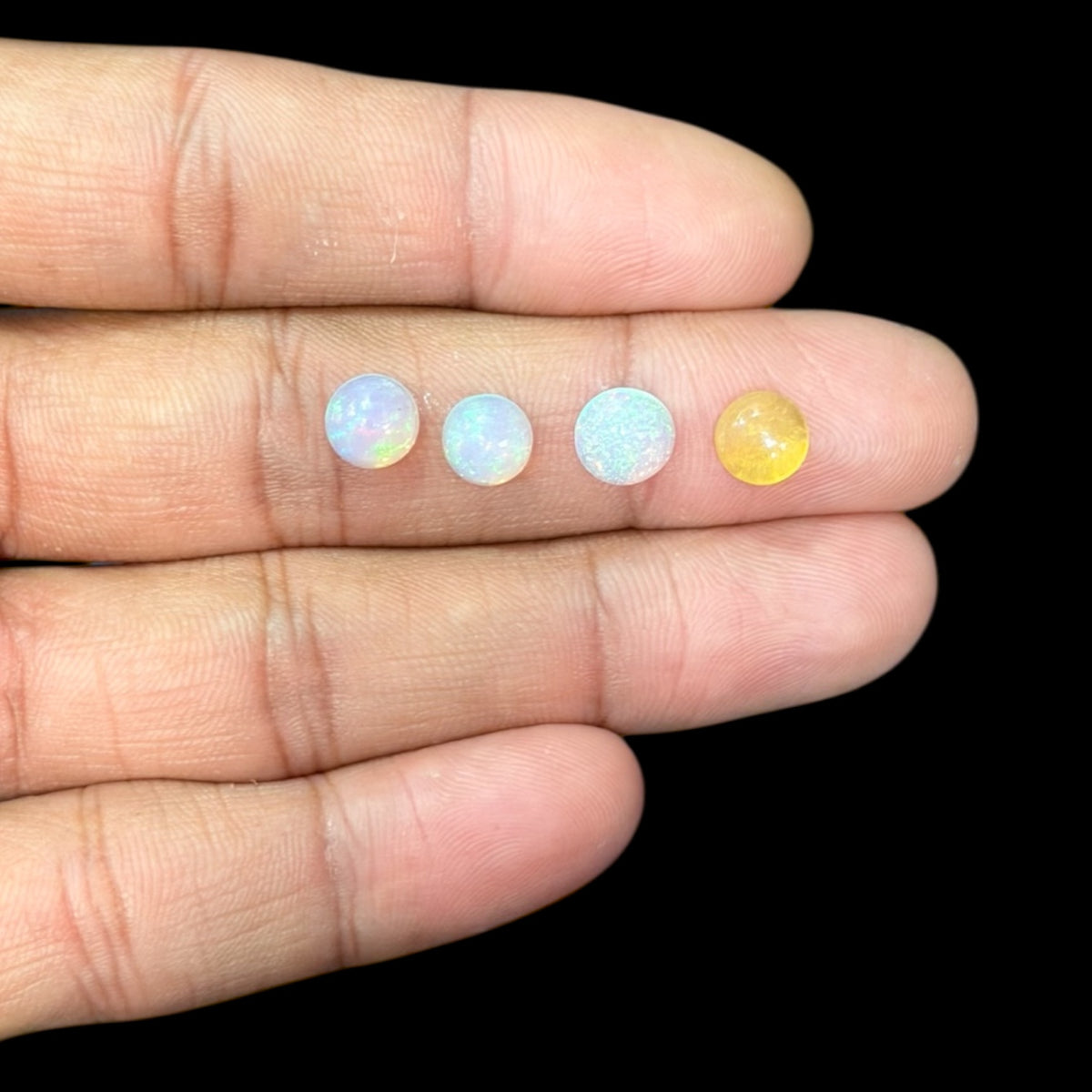 Natural White Ethiopian Opal Stone 26.91 Carats Round Cabochon Shape Size 7 mm