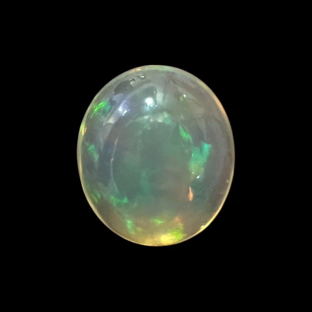 Natural Black Ethiopian Opal Stone 3.15 Carats Oval Cabochon Shape Size 11.2 x 9.7 x 6.1 mm