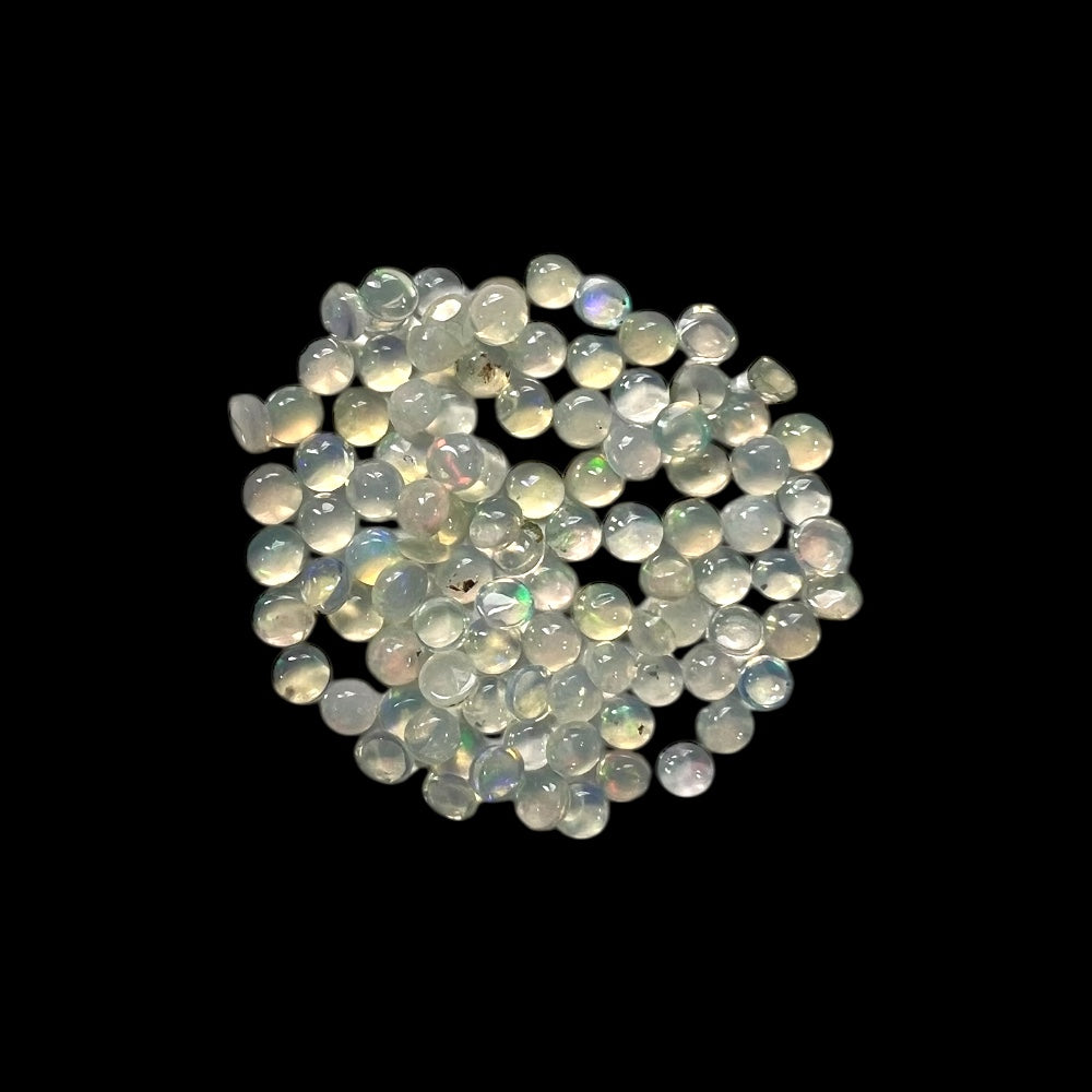 Natural Black Ethiopian Opal Stone 3.50 Carats Round Cabochon Shape Size 2 mm