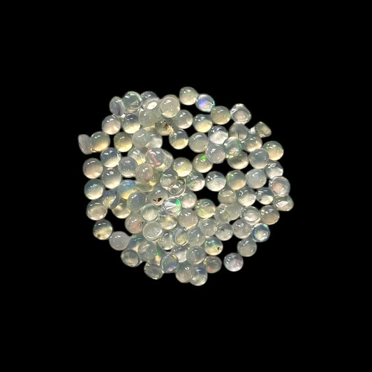 Natural Black Ethiopian Opal Stone 3.50 Carats Round Cabochon Shape Size 2 mm