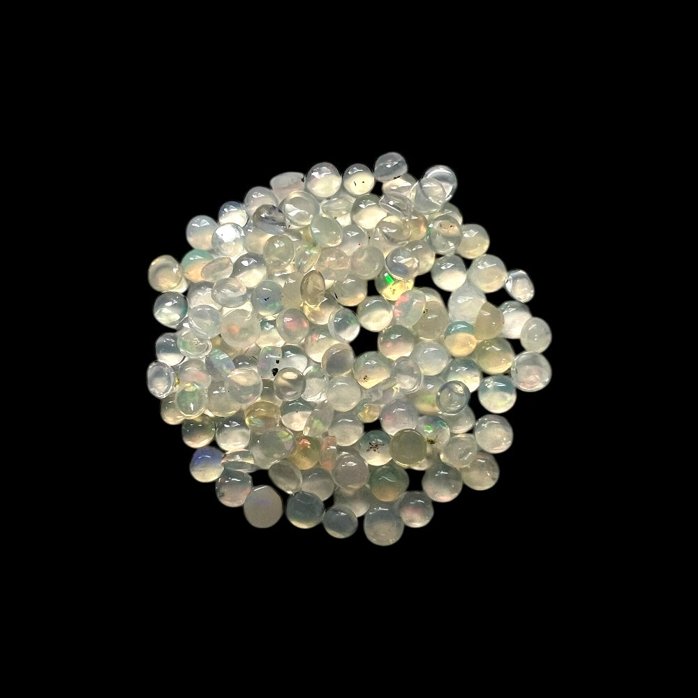 Natural Black Ethiopian Opal Stone 3.90 Carats Round Cabochon Shape Size 2.2 mm