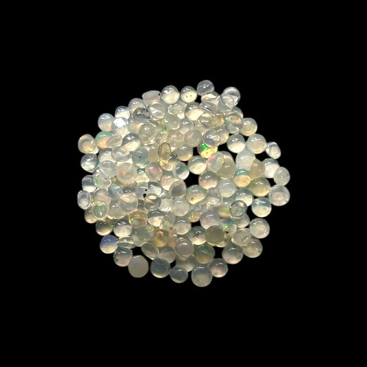 Natural Black Ethiopian Opal Stone 3.90 Carats Round Cabochon Shape Size 2.2 mm