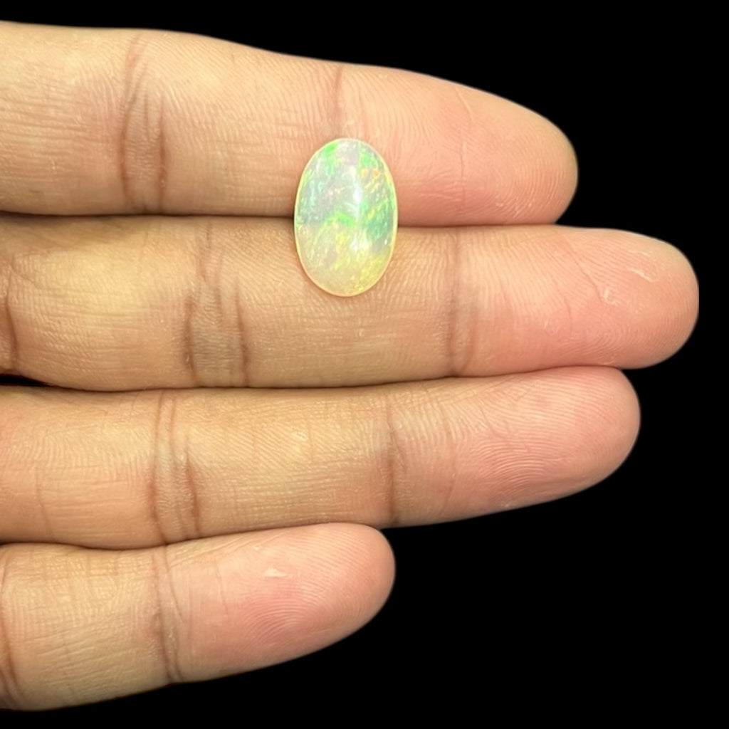  Natural Black Ethiopian Opal Stone 4.31 Carats Oval Cabochon Shape Size 16.3 x 10.8 x 4.9 mm