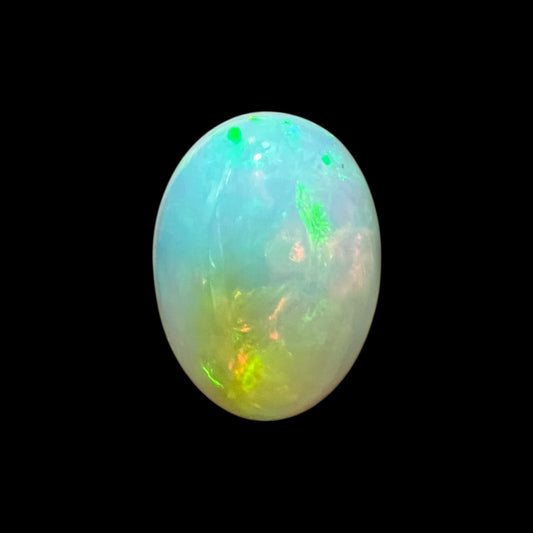 Natural Black Ethiopian Opal Stone 4.61 Carats Oval Cabochon Shape Size 14.7 x 10.5 x 6.2 mm