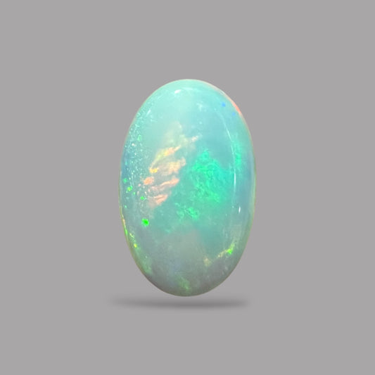 Natural Black Ethiopian Opal Stone 4.39 Carats Oval Cabochon Shape Size 16.9 x 10.5 x 5.1 mm