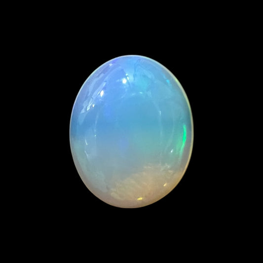 Natural Black Ethiopian Opal Stone 4.44 Carats Oval Cabochon Shape Size 15.4 x 12.2 x 5.9 mm