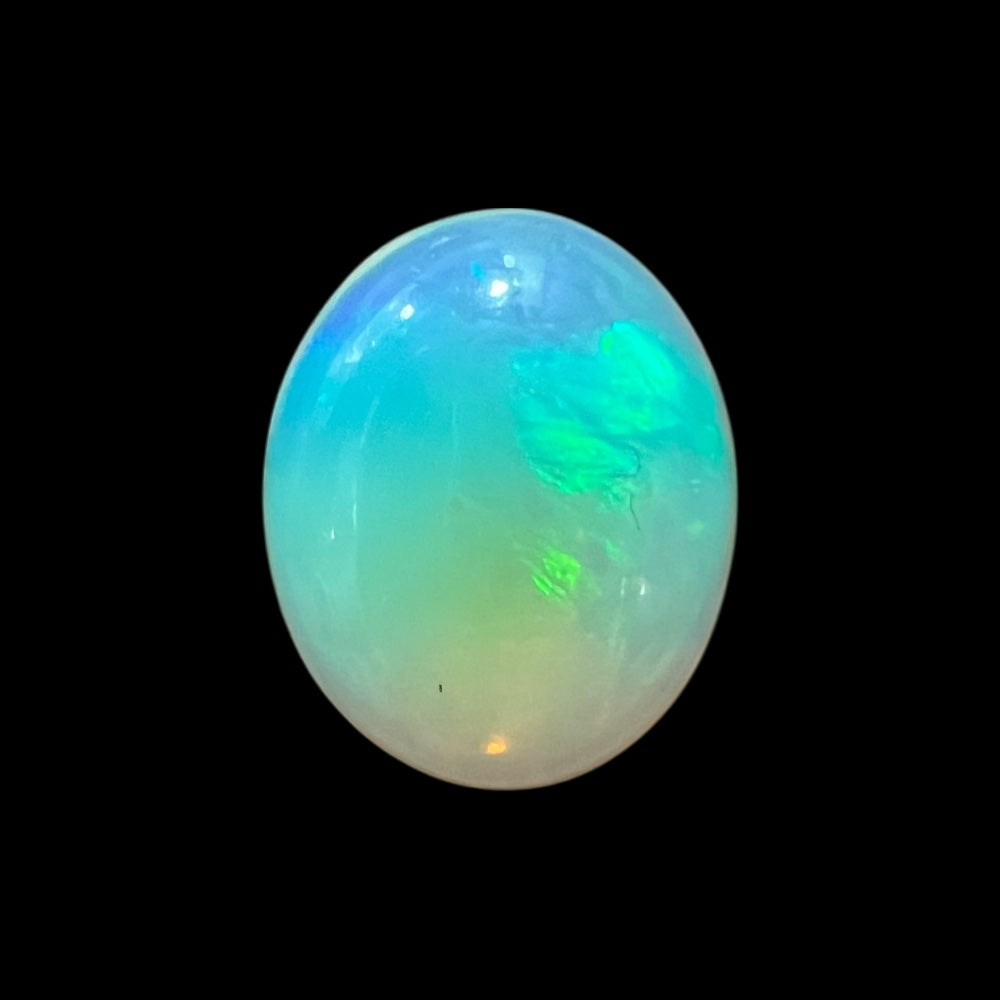 Natural Black Ethiopian Opal Stone 4.84 Carats Oval Cabochon Shape Size 14.5 x 11.6 x 5.9 mm