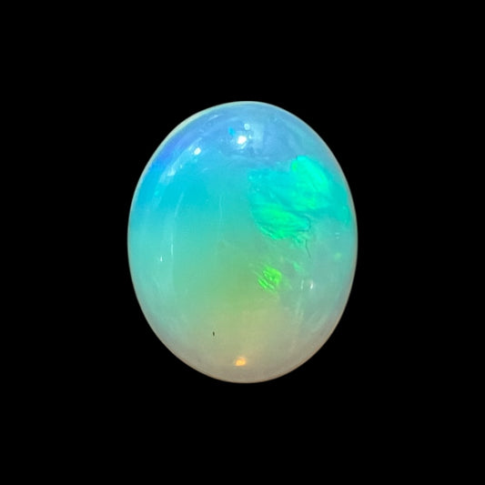 Natural Black Ethiopian Opal Stone 4.84 Carats Oval Cabochon Shape Size 14.5 x 11.6 x 5.9 mm