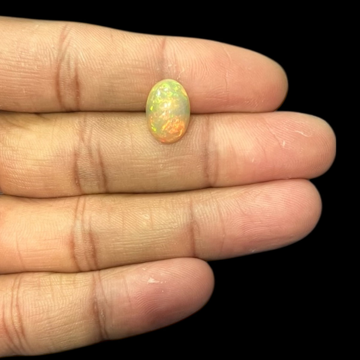 Natural Black Ethiopian Opal Stone 3.15 Carats Oval Cabochon Shape Size 13.5 x 9.4 x 5.6 mm