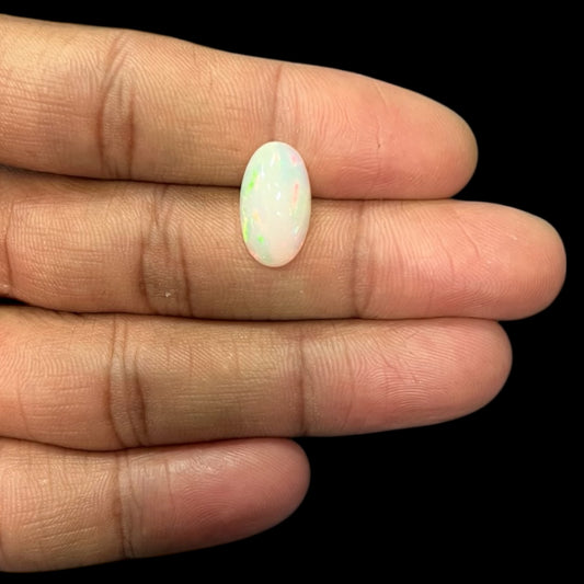 Natural Black Ethiopian Opal Stone 4.89 Carats Oval Cabochon Shape Size 16.1 x 9.2 x 7.4 mm 