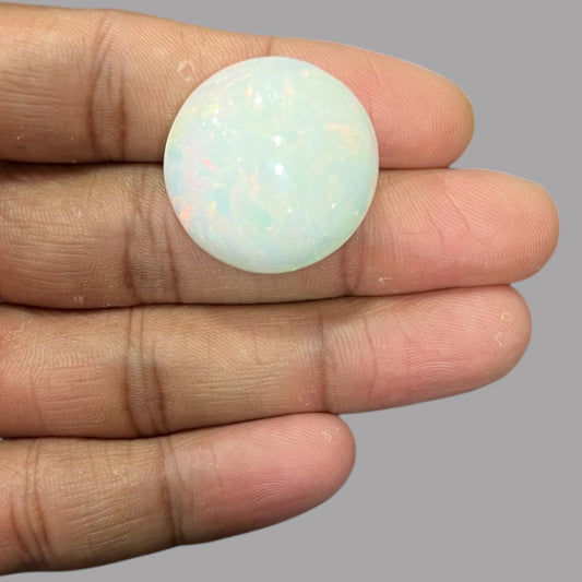 Natural Black Ethiopian Opal Stone 44.94 Carats Round Cabochon Shape Size 26 x 13.4 mm