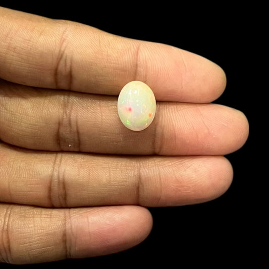 Natural Black Ethiopian Opal Stone 5.04 Carats Oval Cabochon Shape Size 14.3 x 11 x 7.6 mm