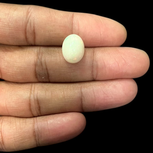 Natural Black Ethiopian Opal Stone 5.38 Carats Oval Cabochon Shape Size 13.9 x 10.8 x 8.2 mm