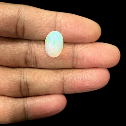 Natural Black Ethiopian Opal Stone 5.93 Carats Oval Cabochon Shape Size 15.7 x 10.8 x 8.4 mm