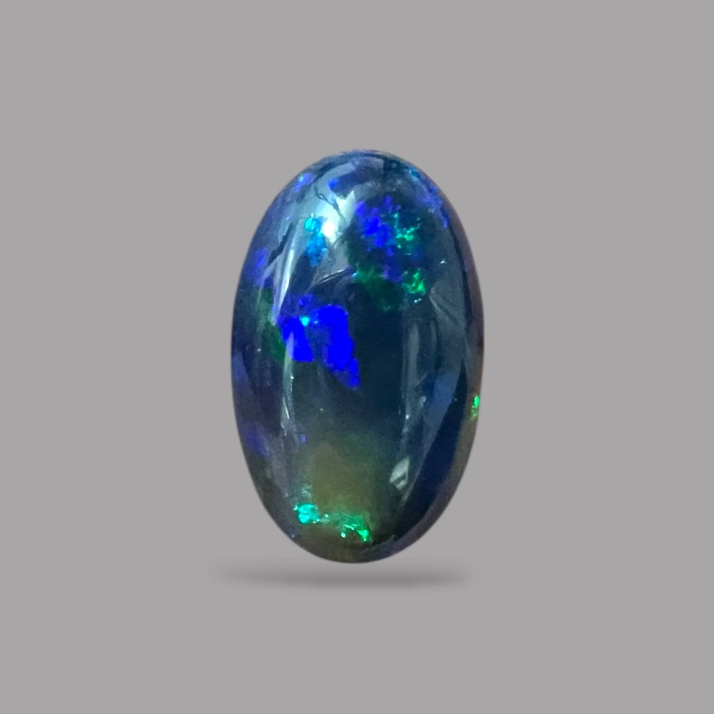 Natural Black Ethiopian Opal Stone 6.15 Carats Oval Cabochon Shape Size 18.5 x 11.4 x 5.5 mm