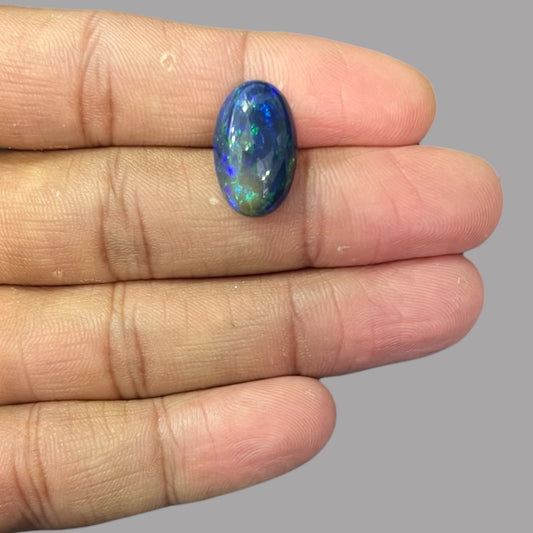 Natural Black Ethiopian Opal Stone 6.15 Carats Oval Cabochon Shape Size 18.5 x 11.4 x 5.5 mm