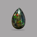  Natural Black Ethiopian Opal Stone 7.27 Carats Pear Cabochon Shape Size 19 x 12.5 x 6.8 mm