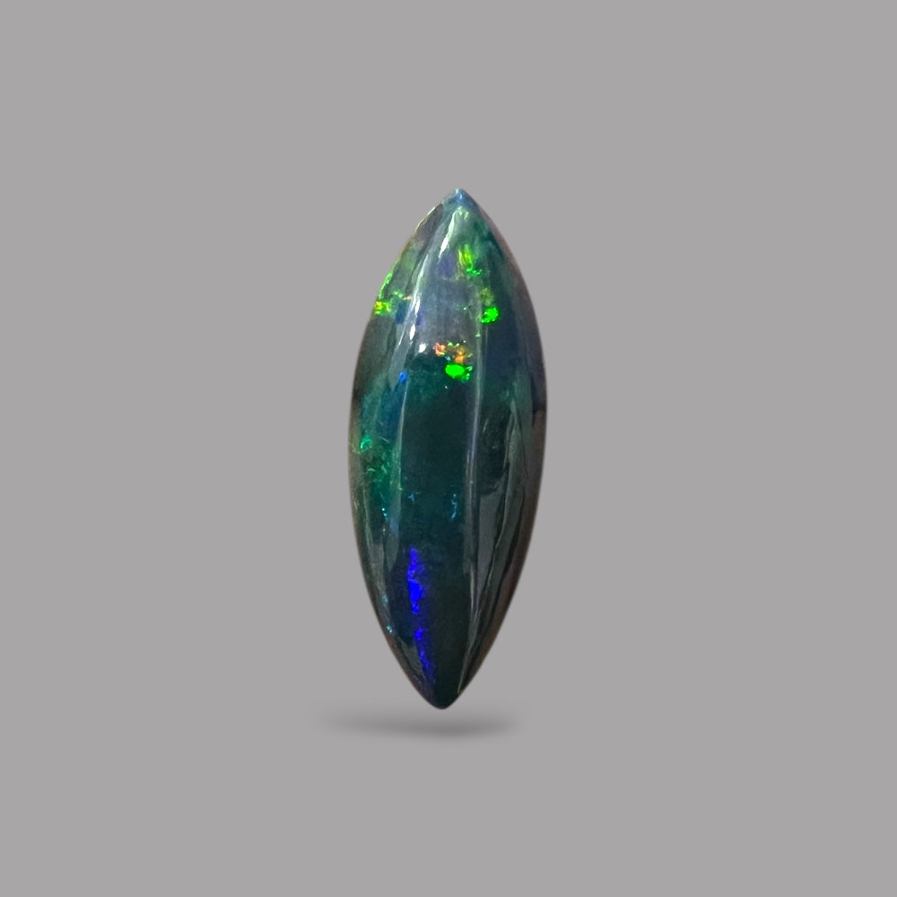  Natural Black Ethiopian Opal Stone 8.45 Carats Marquise Cabochon Shape Size 29.7 x 11.5 x 6.2 mm