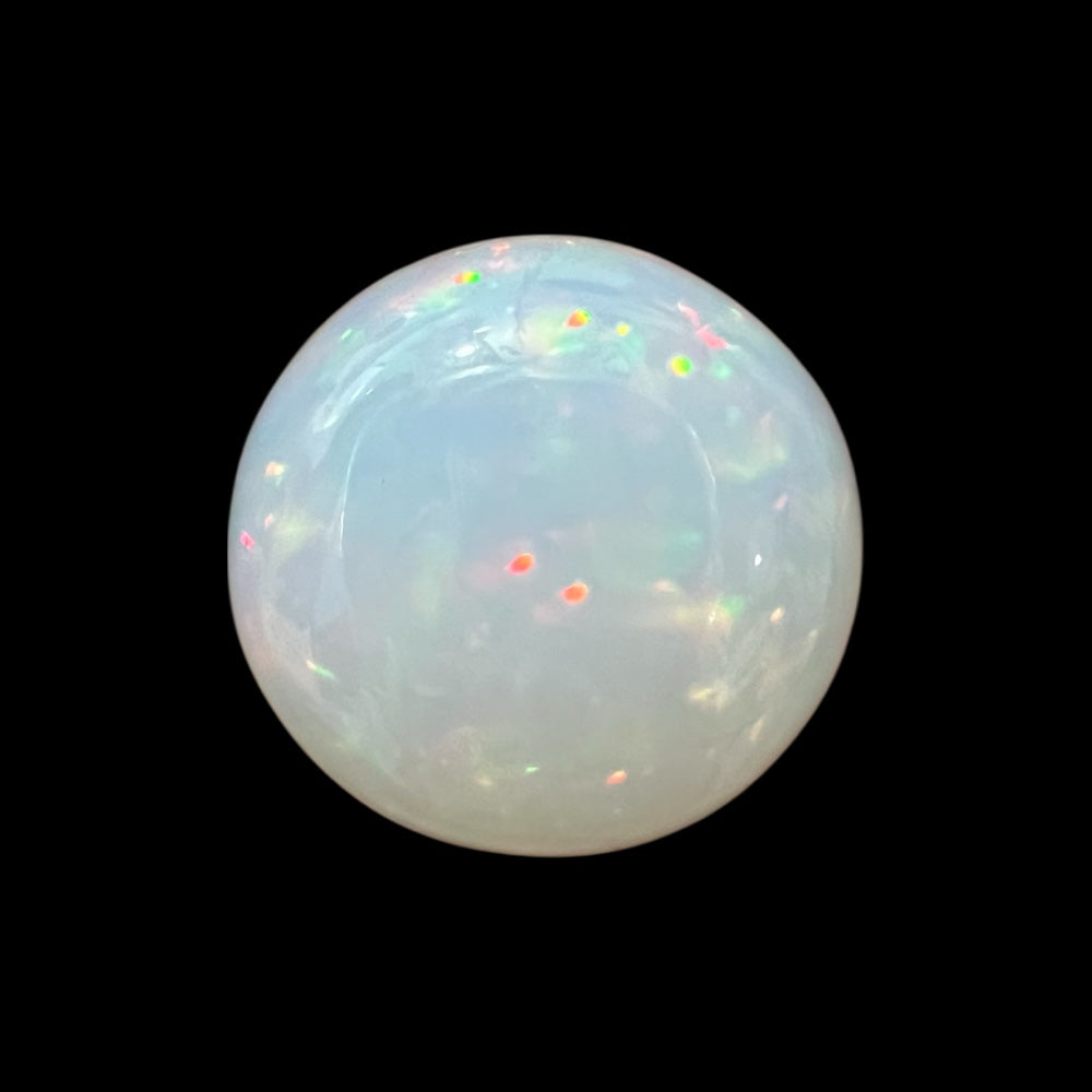 Natural Black Ethiopian Opal Stone 8.58 Carats Round Cabochon Shape Size 15 x 7 mm