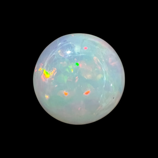 Natural Black Ethiopian Opal Stone 9.21 Carats Round Cabochon Shape Size 15 x 7.5 mm