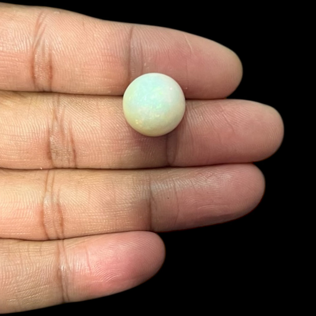 Natural Black Ethiopian Opal Stone 9.73 Carats Round Cabochon Shape Size 14.5 x 10 mm