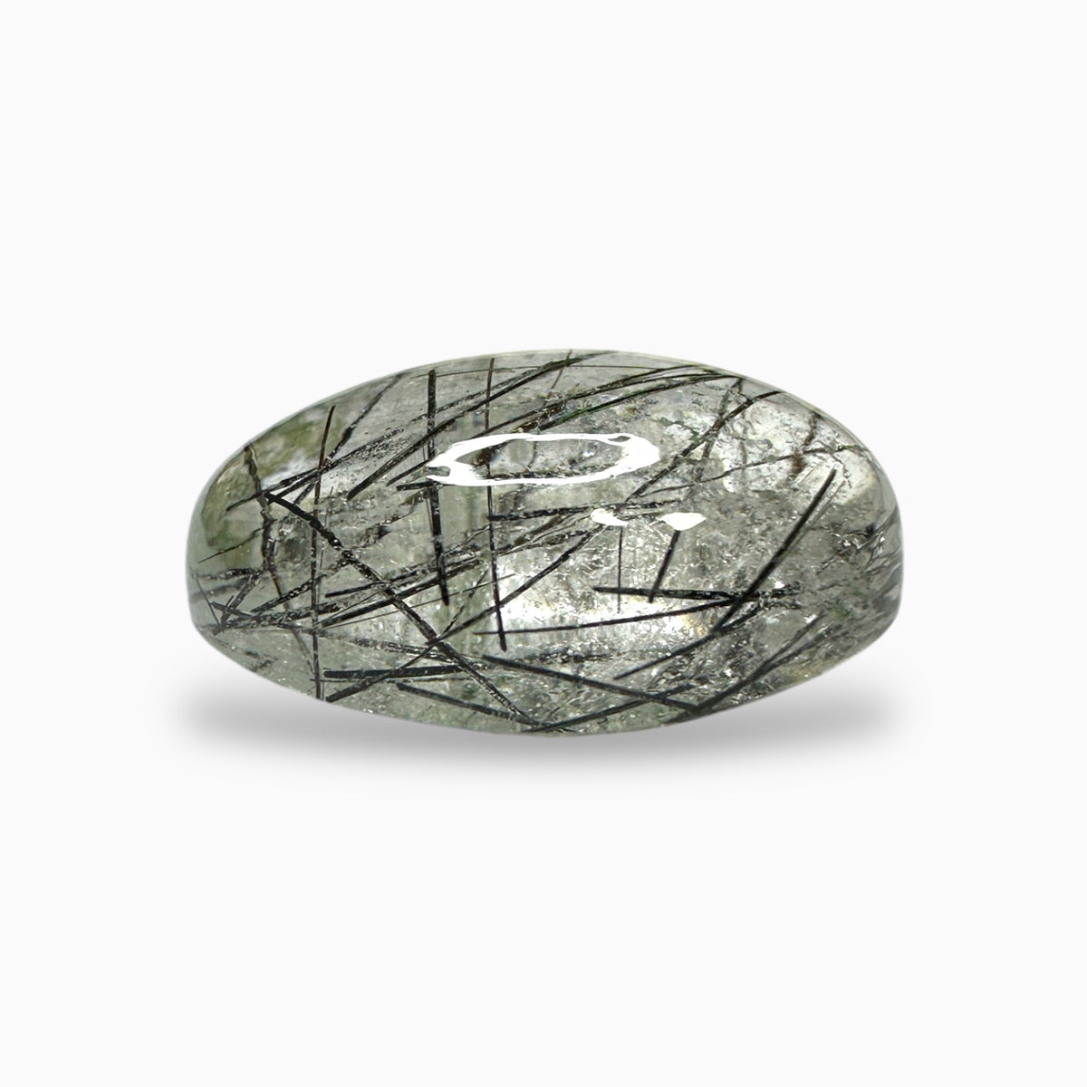 Natural Black Rotile Quartz 13.60 Carats 18.5x12.5 mm