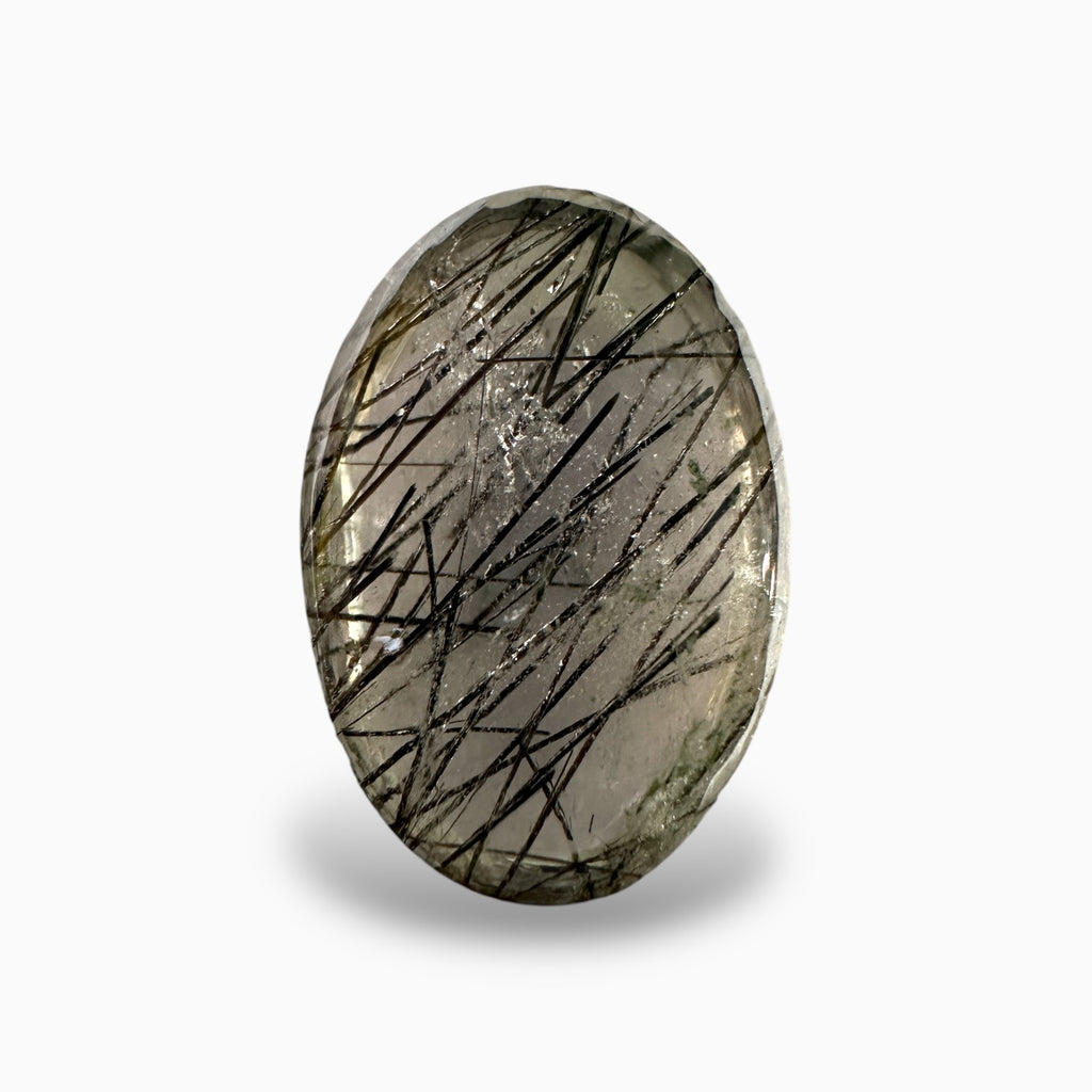 Natural Black Rotile Quartz 13.60 Carats 18.5x12.5 mm