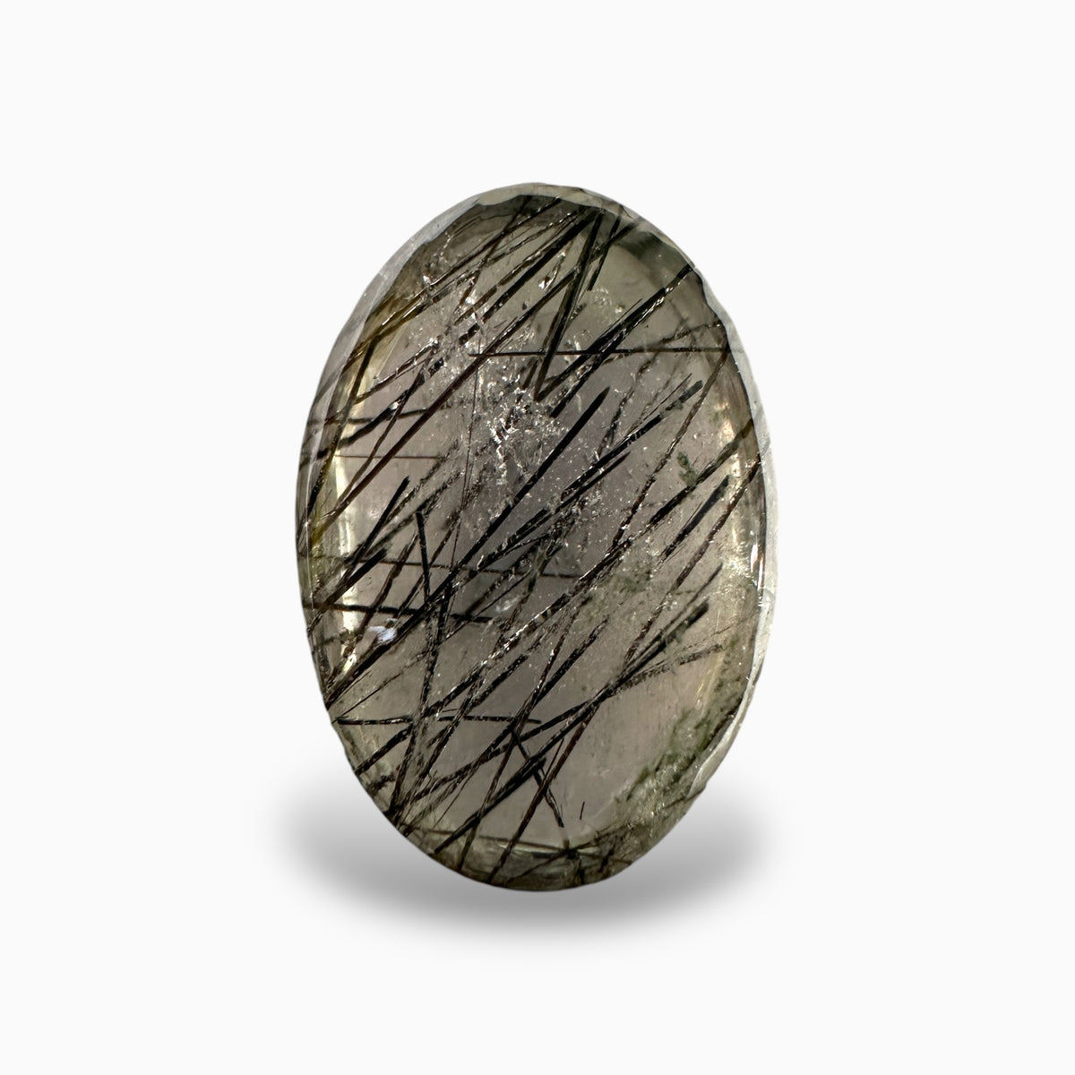 Natural Black Rotile Quartz 13.60 Carats 18.5x12.5 mm