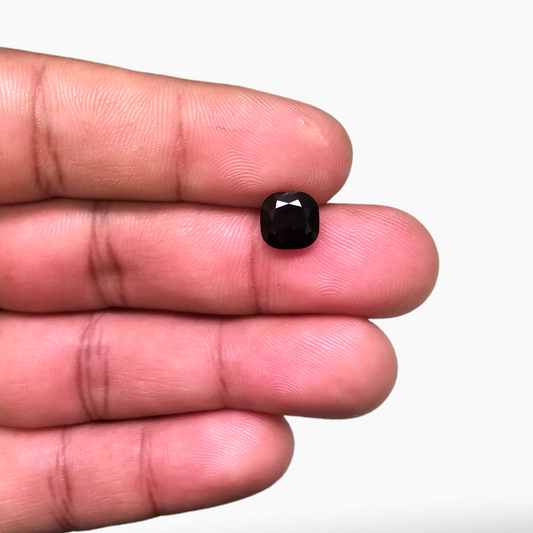 loose Natural Black Tourmaline Stone 1.84 Carats Cushion Cut (7.5 mm)