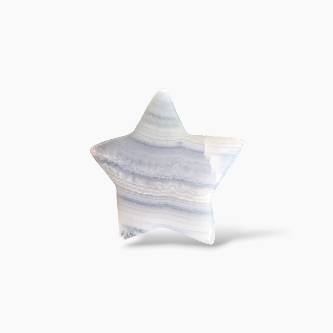 Natural Blue Lace Agate Aqeeq  17.32 Carats Star Shape ( 23 mm )
