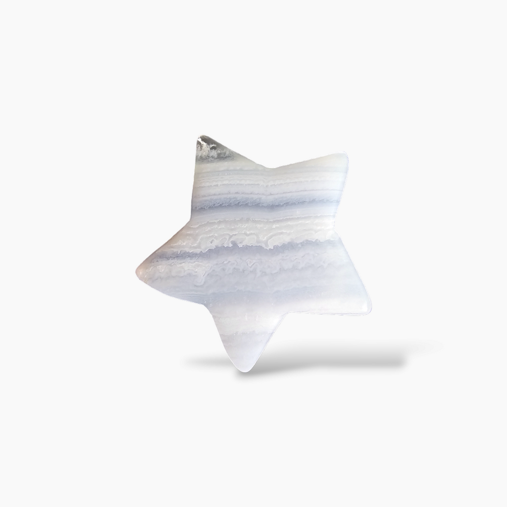 Natural Blue Lace Agate Aqeeq  17.32 Carats Star Shape ( 23 mm )