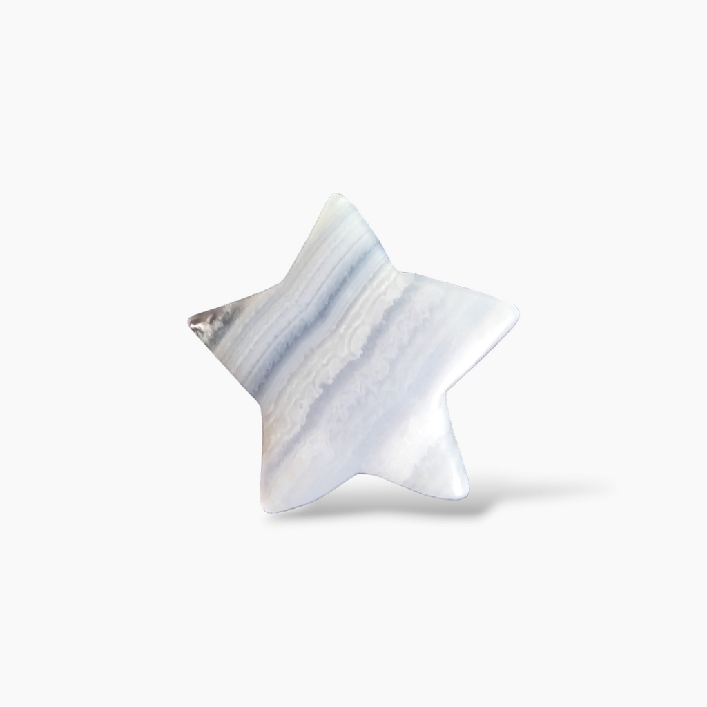 Natural Blue Lace Agate Aqeeq  17.32 Carats Star Shape ( 23 mm )