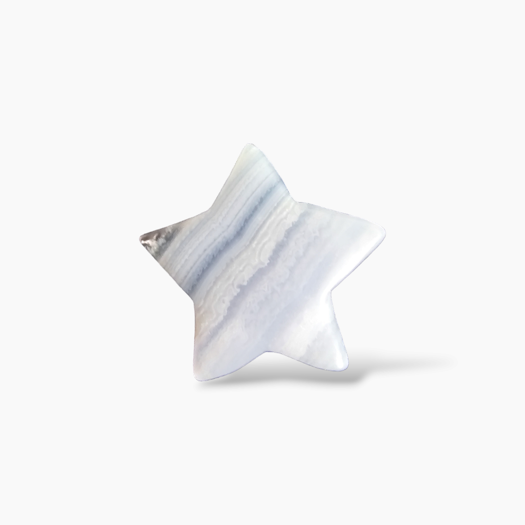 Natural Blue Lace Agate Aqeeq  17.32 Carats Star Shape ( 23 mm )