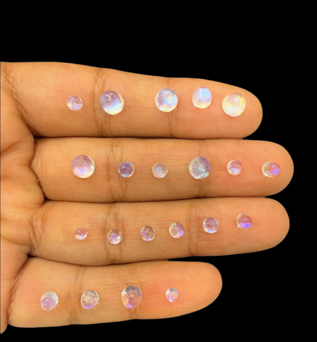 Natural Blue Moonstone Round Cabochon From Srilanka 3 - 6 mm 0.50 - 2 Carats Lot