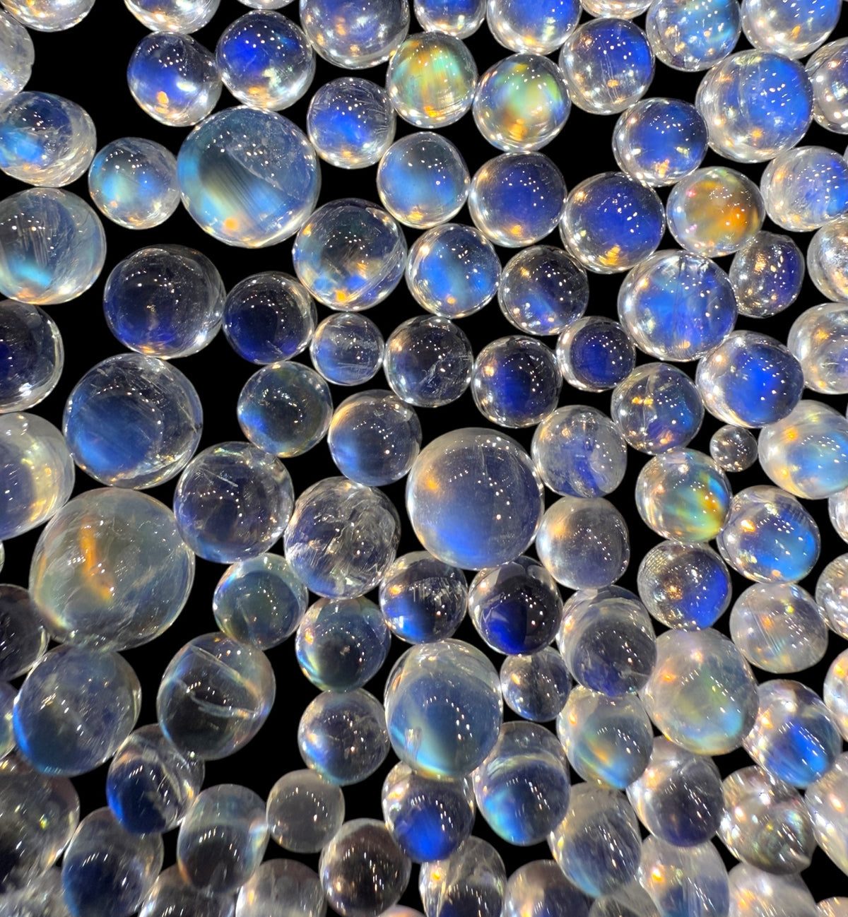 Natural Blue Moonstone Round Cabochon From Srilanka 3 - 6 mm 0.50 - 2 Carats Lot